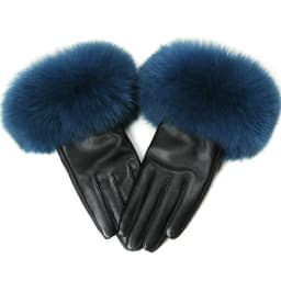 Sheepskin Natural Fox Fur Trimming Gloves Women's Genuine Leather Wrist Warmer Glove Winter Warm Fashion Mittens Fleece Lining