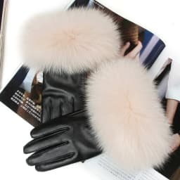 Sheepskin Natural Fox Fur Trimming Gloves Women's Genuine Leather Wrist Warmer Glove Winter Warm Fashion Mittens Fleece Lining