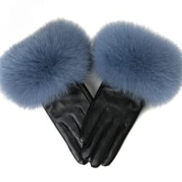 Sheepskin Natural Fox Fur Trimming Gloves Women's Genuine Leather Wrist Warmer Glove Winter Warm Fashion Mittens Fleece Lining