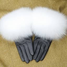 Sheepskin Natural Fox Fur Trimming Gloves Women's Genuine Leather Wrist Warmer Glove Winter Warm Fashion Mittens Fleece Lining