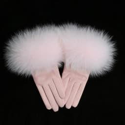 Sheepskin Natural Fox Fur Trimming Gloves Women's Genuine Leather Wrist Warmer Glove Winter Warm Fashion Mittens Fleece Lining