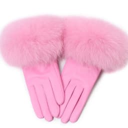 Sheepskin Natural Fox Fur Trimming Gloves Women's Genuine Leather Wrist Warmer Glove Winter Warm Fashion Mittens Fleece Lining