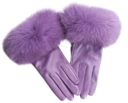 Sheepskin Natural Fox Fur Trimming Gloves Women's Genuine Leather Wrist Warmer Glove Winter Warm Fashion Mittens Fleece Lining