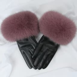 Sheepskin Natural Fox Fur Trimming Gloves Women's Genuine Leather Wrist Warmer Glove Winter Warm Fashion Mittens Fleece Lining