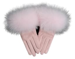Sheepskin Natural Fox Fur Trimming Gloves Women's Genuine Leather Wrist Warmer Glove Winter Warm Fashion Mittens Fleece Lining