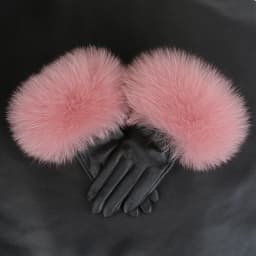 Sheepskin Natural Fox Fur Trimming Gloves Women's Genuine Leather Wrist Warmer Glove Winter Warm Fashion Mittens Fleece Lining