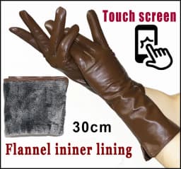 Leather Gloves Women's Sheepskin Mid-length Plus Velvet Thickened Winter Warmth Color Touch screen Authentic 2025 New style