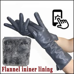 Leather Gloves Women's Sheepskin Mid-length Plus Velvet Thickened Winter Warmth Color Touch screen Authentic 2025 New style