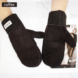 Sheepskin Fur Gloves Women's Winter Cold Warm Men's Leather Thicken Mittens Hand Sewn Black Sheepskin Wool