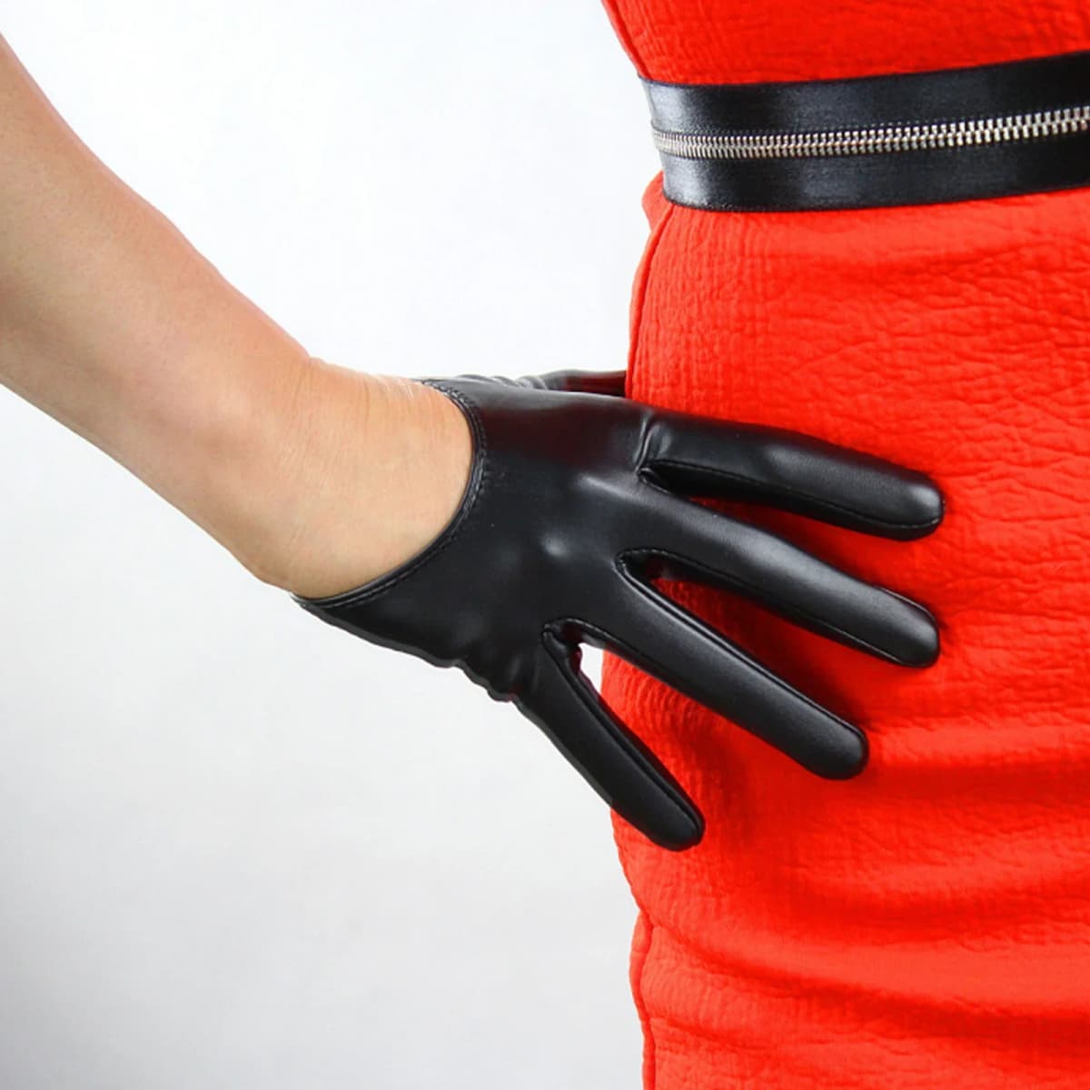 Women's Half Palm Gloves 13CM Super Short Faux PU Leather Cosplay Costume Evening Party Fashion Outdoor Motor Driving Glove