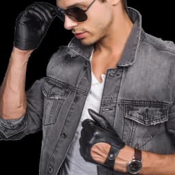 Men's Genuine Leather Gloves Locomotive Driving Gloves Lmported Sheepskin Touch Screen Winter Black Gloves