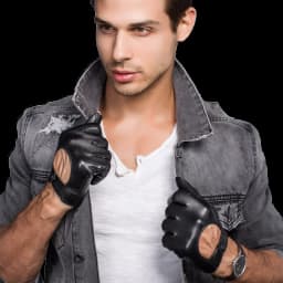 Men's Genuine Leather Gloves Locomotive Driving Gloves Lmported Sheepskin Touch Screen Winter Black Gloves