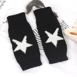 Black White Women Knitted Warm Half Gloves Autumn Winter Fingerless Gloves Arm Sleeve Girls Fashion Casual Accessories Mittens