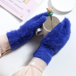 Women Winter Keep Warm Plus Cashmere Velvet Thicken Elasticity Full Fingers Mittens Gloves Imitation Rabbit Fur Knitted Wool