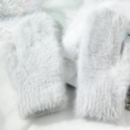 Women Winter Keep Warm Plus Cashmere Velvet Thicken Elasticity Full Fingers Mittens Gloves Imitation Rabbit Fur Knitted Wool