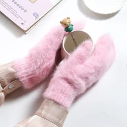 Women Winter Keep Warm Plus Cashmere Velvet Thicken Elasticity Full Fingers Mittens Gloves Imitation Rabbit Fur Knitted Wool