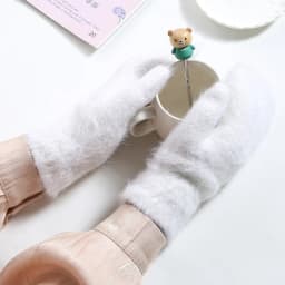Women Winter Keep Warm Plus Cashmere Velvet Thicken Elasticity Full Fingers Mittens Gloves Imitation Rabbit Fur Knitted Wool