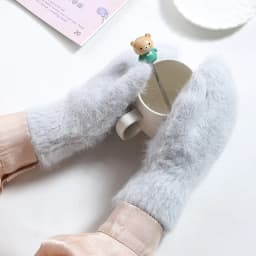 Women Winter Keep Warm Plus Cashmere Velvet Thicken Elasticity Full Fingers Mittens Gloves Imitation Rabbit Fur Knitted Wool