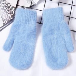 Women Winter Keep Warm Plus Cashmere Velvet Thicken Elasticity Full Fingers Mittens Gloves Imitation Rabbit Fur Knitted Wool