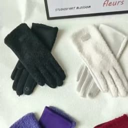 Imitation Teddy Hair Suede Women Winter Keep Warm Touch Screen Gloves Fashion Personality Add Velvet Thickened Soft