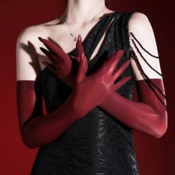 43cm Solid 8D High Elasticity Oil Smooth Women Sexy Thin Tight Stockings Gloves Club Cosplay Performance Long Five Finger Glove