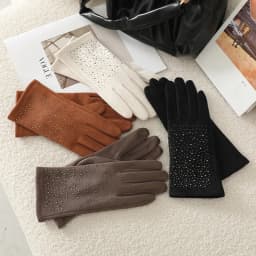 Winter Women Fashion Elegant Hot Diamond Suede Touch Screen Warm Gloves Outdoor Cycling Drive Thickened Protection from cold