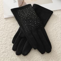 Winter Women Fashion Elegant Hot Diamond Suede Touch Screen Warm Gloves Outdoor Cycling Drive Thickened Protection from cold