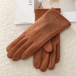 Winter Women Fashion Elegant Hot Diamond Suede Touch Screen Warm Gloves Outdoor Cycling Drive Thickened Protection from cold