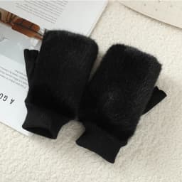 Imitation of Fox Fur Soft Women Winter Suede Cute Lovely Sweety Keyboard Works Keep Warm Half Finger Gloves Thickened