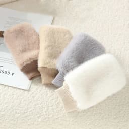Imitation of Fox Fur Soft Women Winter Suede Cute Lovely Sweety Keyboard Works Keep Warm Half Finger Gloves Thickened