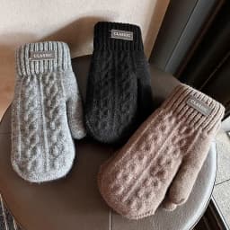 Man Winter Keep Warm Double Layer Add Velvet Thickened Prevent Cold Knitted Gloves Classical Style Elegant Twist Mittens