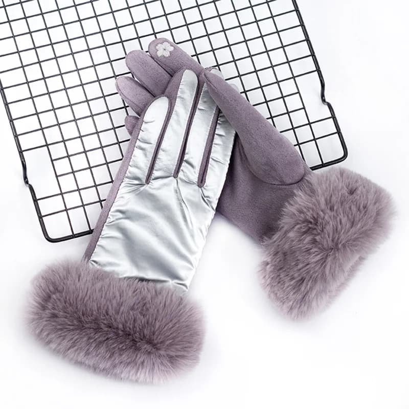 New Women Winter Light Water Proof Plus Cashmere Keep Warm Touch Screen Gloves Suede Fashion Big Plush Wrist