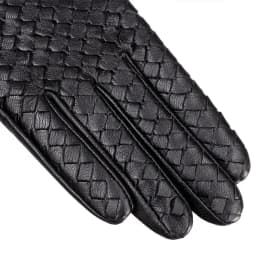 Women's Genuine Leather Gloves Female Handmade Woven Elegant Sheepskin Gloves Fashion Trend Nylon Lined L118NN-1
