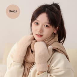 Women Winter Mink Down Gloves Female Plus Velvet Thicken Knitting Warm Mittens Youth Student Girl Cute Soft Elastic Gloves