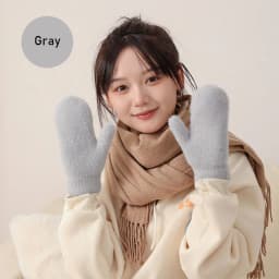 Women Winter Mink Down Gloves Female Plus Velvet Thicken Knitting Warm Mittens Youth Student Girl Cute Soft Elastic Gloves