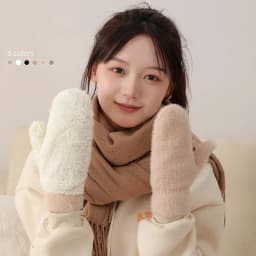 Women Winter Mink Down Gloves Female Plus Velvet Thicken Knitting Warm Mittens Youth Student Girl Cute Soft Elastic Gloves