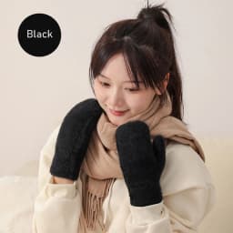 Women Winter Mink Down Gloves Female Plus Velvet Thicken Knitting Warm Mittens Youth Student Girl Cute Soft Elastic Gloves