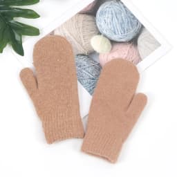 Winter Lolita Style Full Finger Warm Knitted Gloves Korean Female Kawaii Plush Thicken Windproof Mittens
