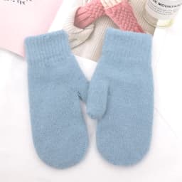 Winter Lolita Style Full Finger Warm Knitted Gloves Korean Female Kawaii Plush Thicken Windproof Mittens