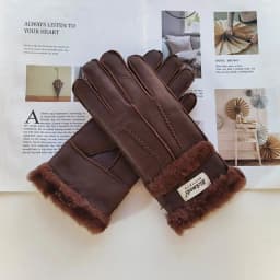 New Winter Women's Sheepskin Fur Gloves Thickened Warm Wool Lining Windproof Leather Driving Gloves