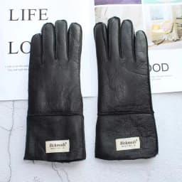 New Winter Women's Sheepskin Fur Gloves Thickened Warm Wool Lining Windproof Leather Driving Gloves
