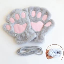 Lovely Plush Cat Claw Paw Gloves Plush Mittens Warm Soft Plush Short Fingerless Fluffy Bear Gloves Costume Half Finger Gloves