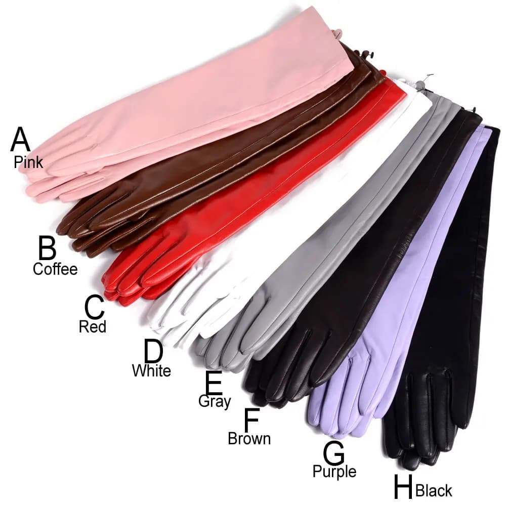 30 40 50 60 70 80cm Women's Ladies Real Leather Sheepskin Fashion Overlength Party Evening Wedding Opera/Long Gloves