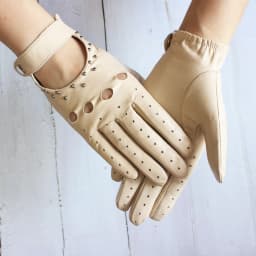 Women Fashion New Hollow Breathable High-Quality Goatskin Genuine Leather Outdoor Cycling Colorful Gloves Spring and Autumn