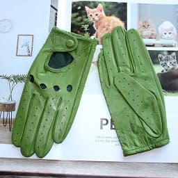 Women Fashion New Hollow Breathable High-Quality Goatskin Genuine Leather Outdoor Cycling Colorful Gloves Spring and Autumn