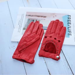 Women Fashion New Hollow Breathable High-Quality Goatskin Genuine Leather Outdoor Cycling Colorful Gloves Spring and Autumn