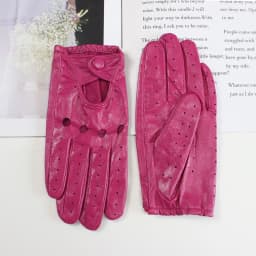 Women Fashion New Hollow Breathable High-Quality Goatskin Genuine Leather Outdoor Cycling Colorful Gloves Spring and Autumn