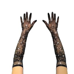 Sexy Shining Flash Drilling Mesh Thin High Elasticity Lace Fashion Personality Dance Stage Performance Cosplay Women Gloves