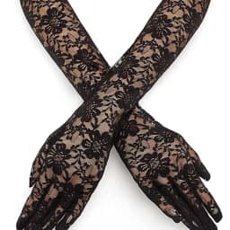 40cm Black White Y2 Cosplay Gloves Sexy Elasticity Transparent Lace Mesh Gloves Summer Fashion Elegant Women Long Driving Gloves