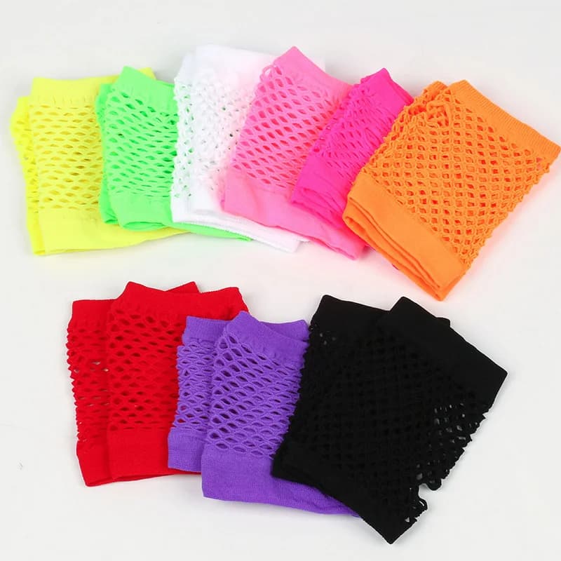 Women Sexy Gloves Mesh Net Fishnet Gloves Hollow Fingerless Gloves Night Club Lolita Style Punk Mittens